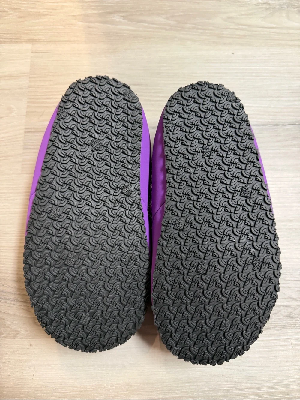 The North Face Kids Purple Quilted Slip-On Slippers with Speckled Print